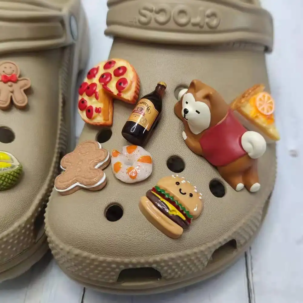 

Cute Stereoscopic Shiba Dog Decorative Buckle Croc Charms Designer Bundle Lovely Hamberger and Fruit Accessories Croc Charms