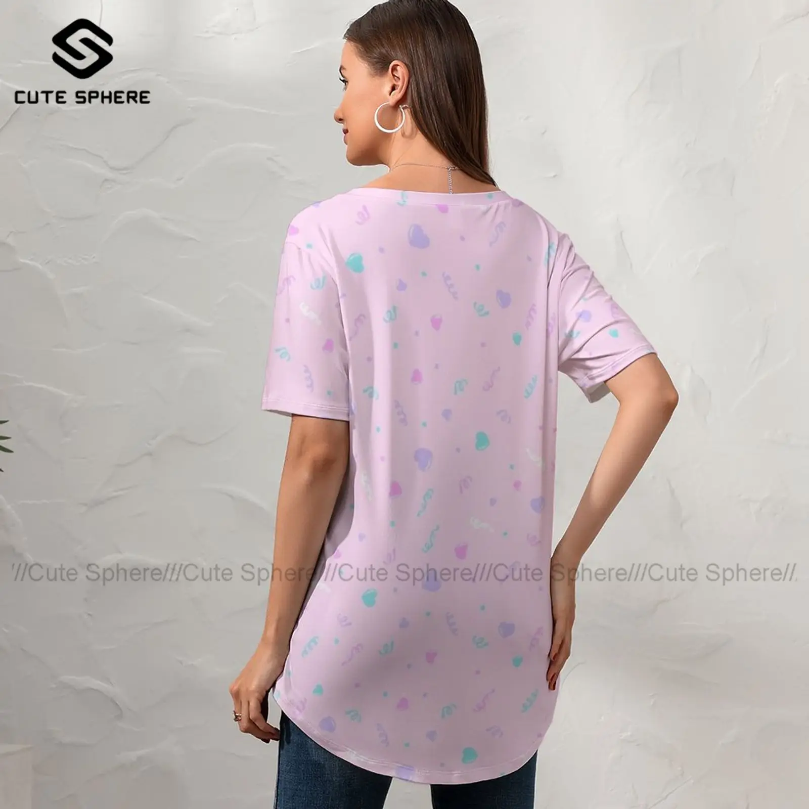 

Harajuku T-Shirt Women Trendy Street Style T Shirt V Neck Pattern Short-Sleeve Tee Shirt Plus Size