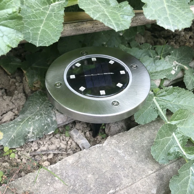 Светодиодный светильник для газона на солнечной батарее из нержавеющей стали