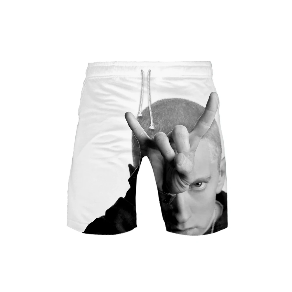 

Новинка 2020, Популярные пляжные шорты Eminem с 3D принтом, мужская мода 3D, Летние повседневные шорты Eminem в стиле Харадзюку, повседневные шорты с 3D рисунком в стиле хип-хоп