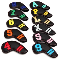 11pcs colorful number black pu leather golf iron head covers irons headovers wedges covers 4 9 aspx
