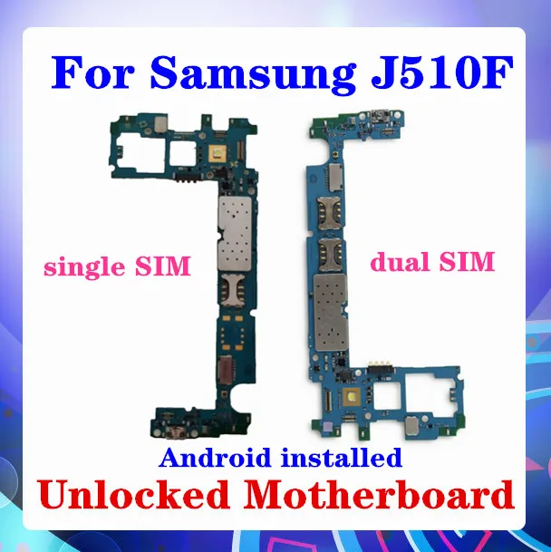 Для Samsung Galaxy J5 J510F материнская плата одна/две SIM карты с чипом для J510FN Android|Антенны