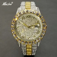 missfox iced out watch men luxury brand full diamond mens watches aaa cz quartz wristwatch waterproof hip hop clock gift for man