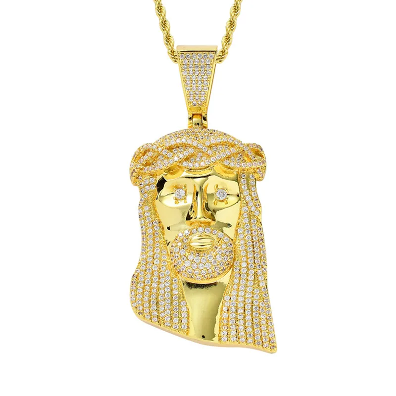 Iced Out Jesus Corolla Big Pendant Mens Hip Hop Necklace With Chain Fashion CZ Stone Necklace For Man Women Gift