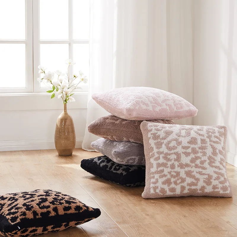 Funda de almohada de leopardo descalzo, funda de almohada de punto de medio cachemir, sof&aacute;, dormitorio, decoraci&oacute;n del hogar-2