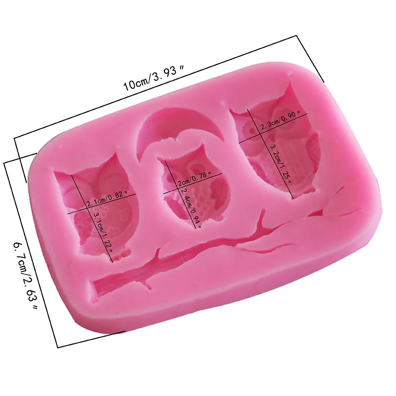 Три совы и ветка дерева дизайн силиконовые формы 3D Торт помадка Шоколадные