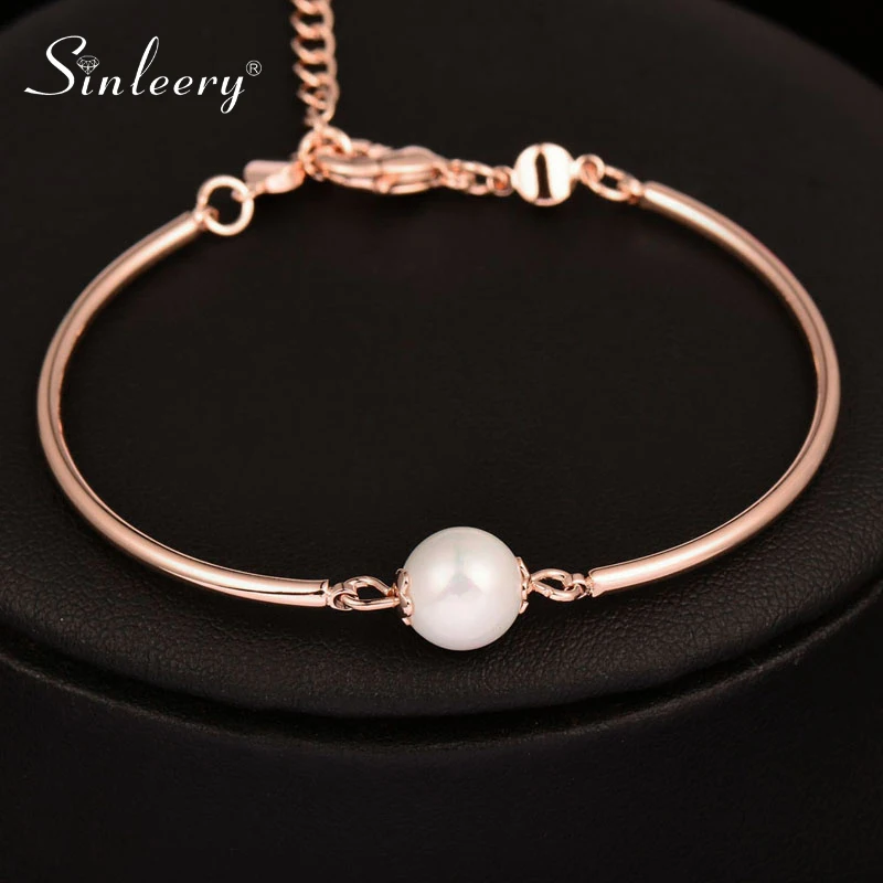SINLEERY Шарм Браслет Из Искусственного Жемчуга Браслеты из розового цвета: