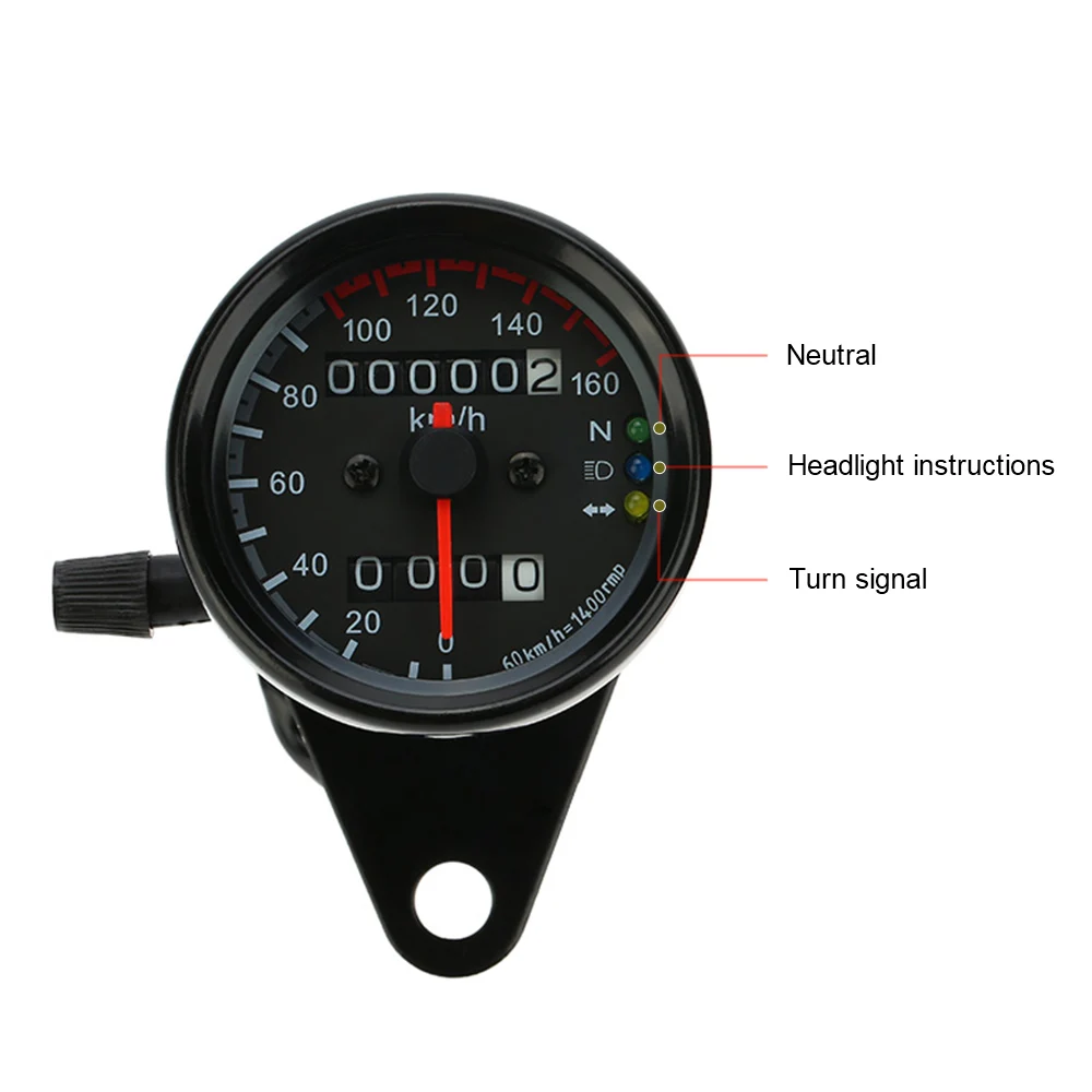 KKMOON 12V мотоцикл светодиодный сигнал Ретро 13000 RPM тахометр км/ч Спидометр двойной