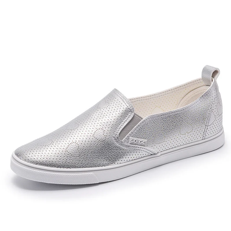 Туфли женские с дырками плоская подошва летние кроссовки кожаная обувь слипоны