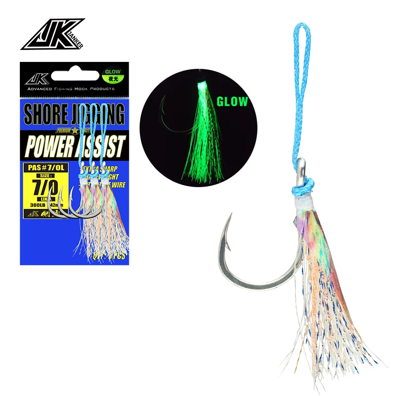 

JK PAS-L Sea Fishing Savage Gear Assist Fishhook 4X Fish Hooks Mustad Circle Jig Hook Glow Silk Carbon Fishing Items Sea-bream