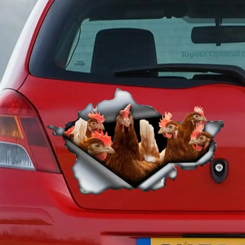 

2021 Brown chickens car decal, brown chicken car sticker, farm decal