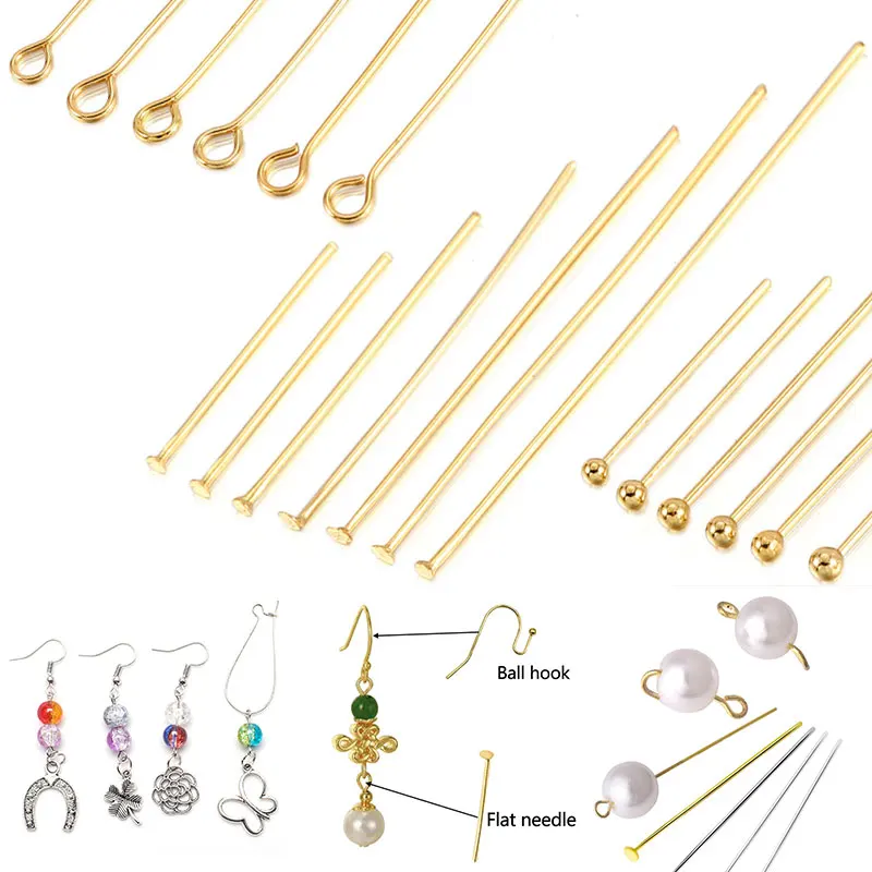 

Прямые Т-образные булавки из нержавеющей стали для изготовления ювелирных изделий, 50 шт., 20/25/30/35/40/45 мм, фурнитура «сделай сам» для сережек