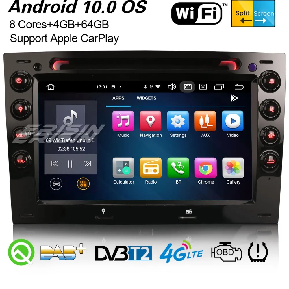 Erisin 8113 8 ядерный Android 10 0 CarPlay DAB + Автомобильный Wi Fi стерео DVB T2 Bluetooth OBD2 DSP с can bus SWC DVR 4G