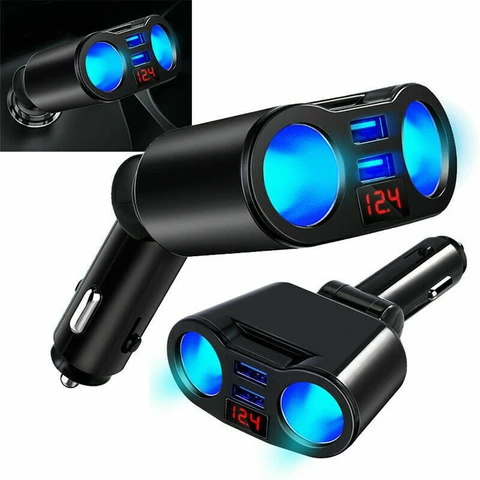 Двойное зарядное устройство USB, 2-сторонний разветвитель, адаптер постоянного тока 5 В, 3,1 А, 5 В, 3,1 А, автомобильное зарядное устройство с двумя USB-портами и вспомогательное оборудование - изображение