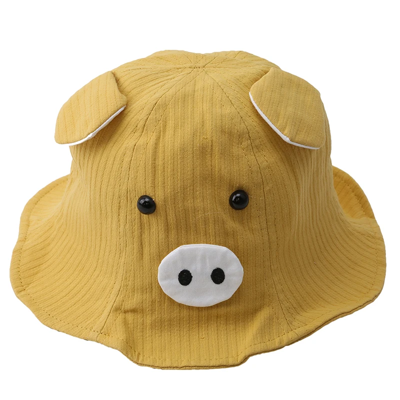 

2020 Baby Hat Summer Autumn Cartoon Pig Print Cotton Baby Hat Kids Girls Fishman Cap Beach Sun Hats Mesh Baby Cap