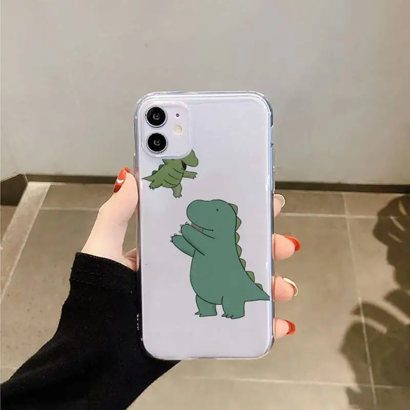 

Cute animal dinosaur Phone Case Transparent for iPhone 6 7 8 11 12 s mini pro X XS XR MAX Plus