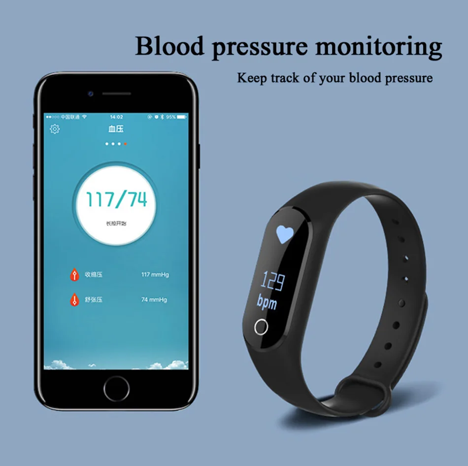 Смарт браслет FocuSmart M2 фитнес трекер с пульсометром для IOS/Android|Смарт-браслеты| |