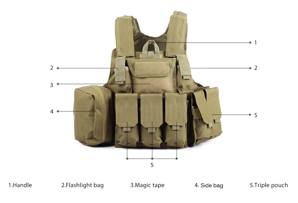 Camouflage Hunting Military Tactical Vest Amphibious Battle Combat Airsoft Molle Bullet Assault Plate Carrier Vest Safety Vest