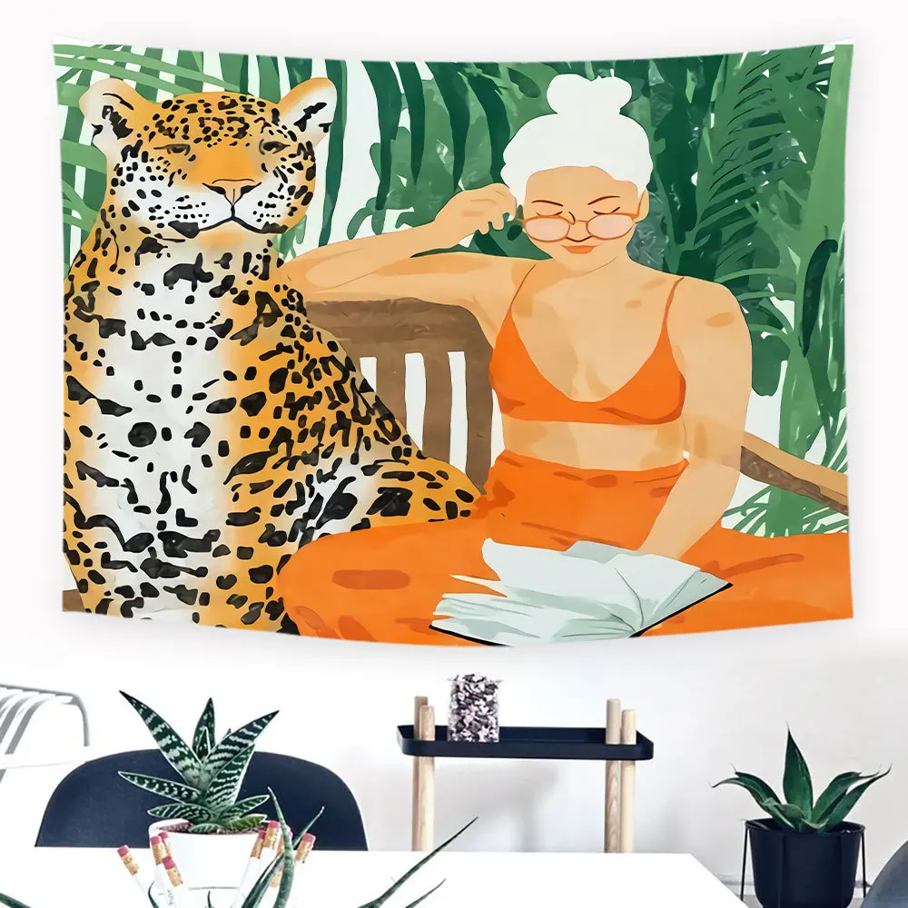 Картина маслом тропические растения гобелен изголовье стены искусства