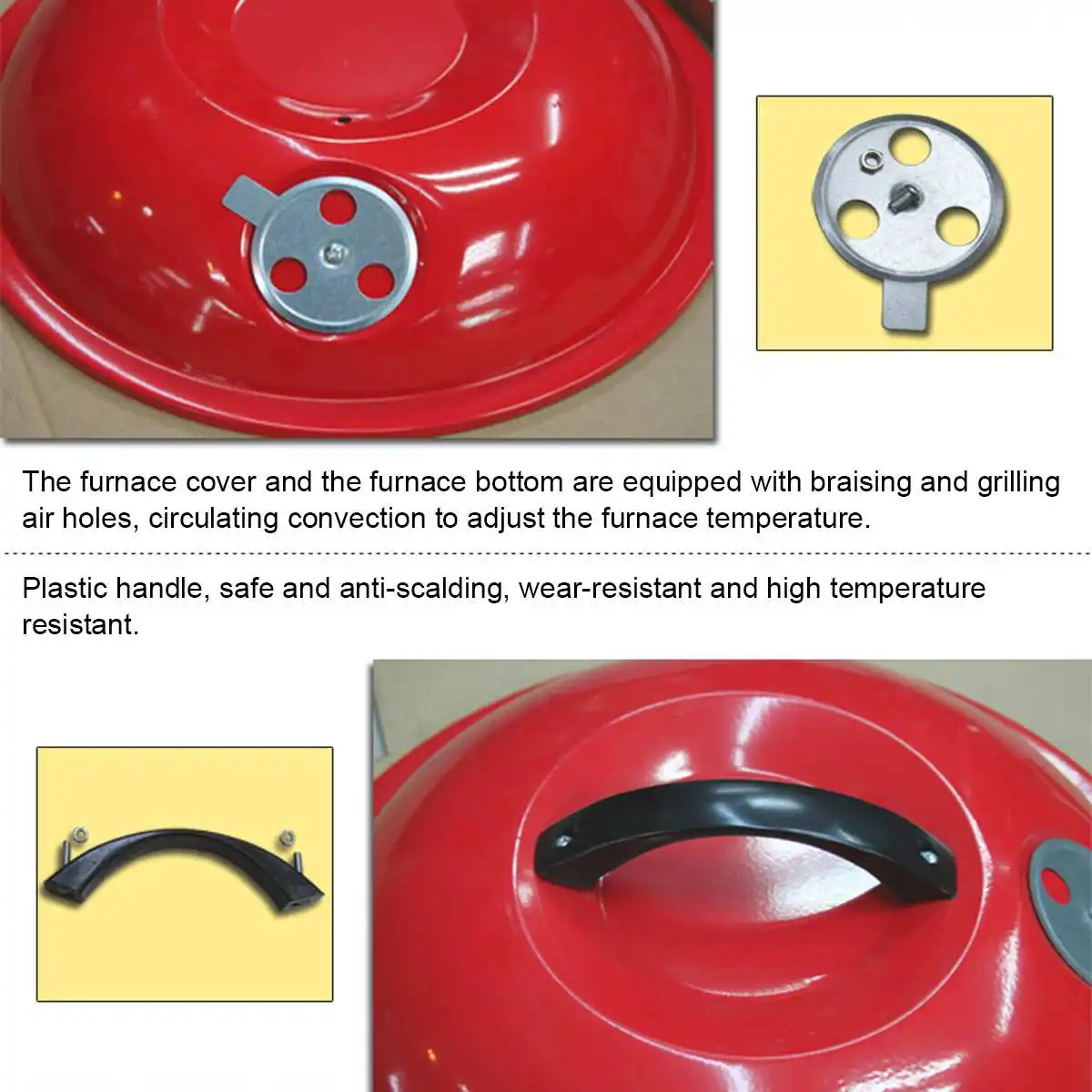 Угольный гриль для барбекю 14 дюймов домашняя угольная плита с вентиляционным