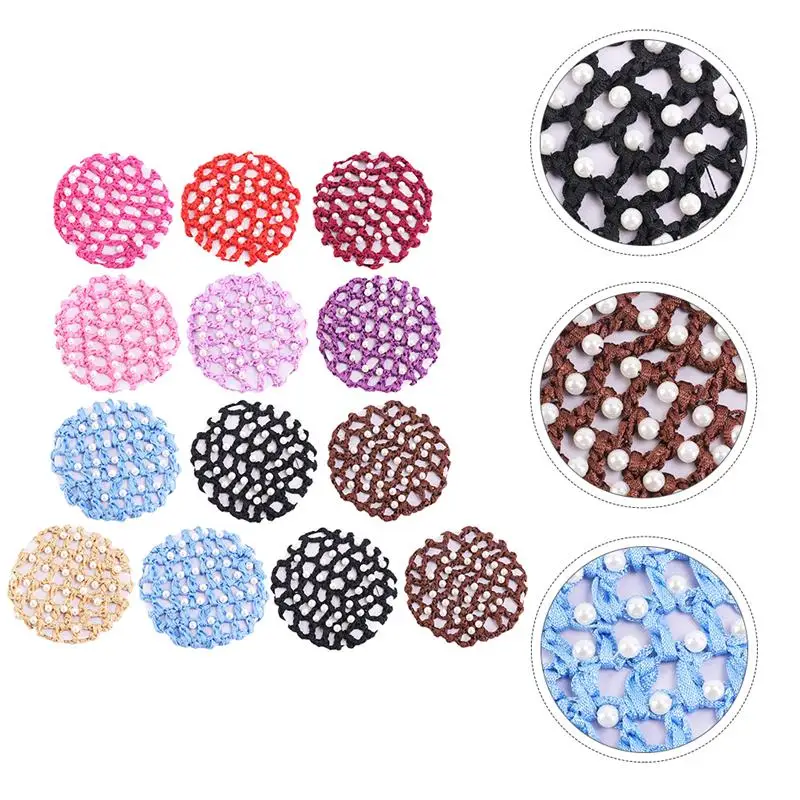 

13pcs Mesh Crochet Hair Net Hair Bun Net Elastic Hairnet for Lady Girl Women Dancer