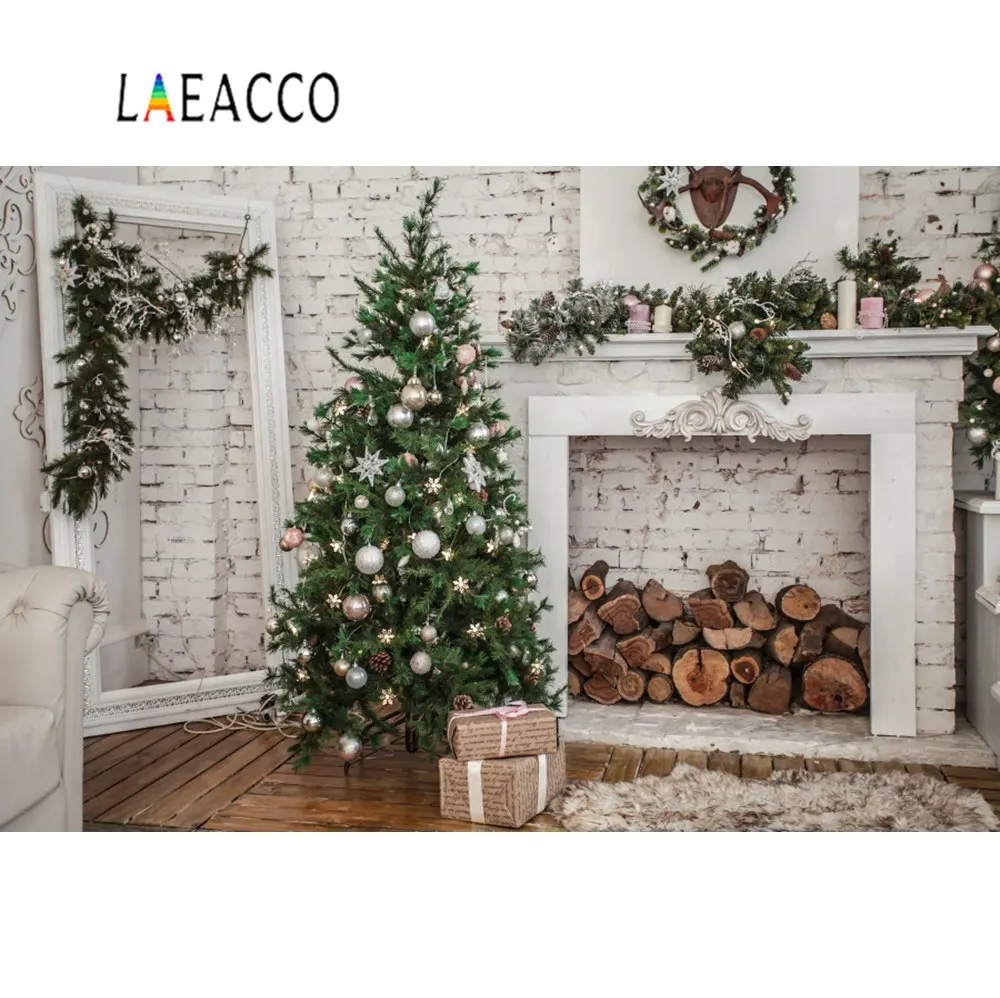 Фотофон Laeacco для фотостудии серая кирпичная стена Рождественская елка