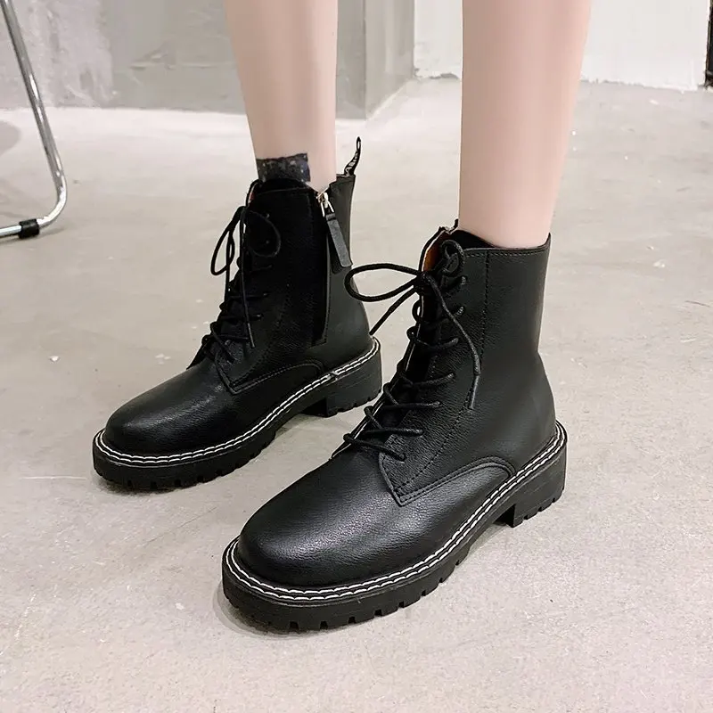 

Ботинки женские зимние из натуральной кожи, на толстой подошве