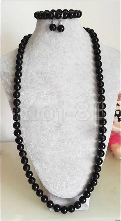 

Handmade 10mm Natural Black Agate Onyx Round Beads Necklace Bracelet Earring Set