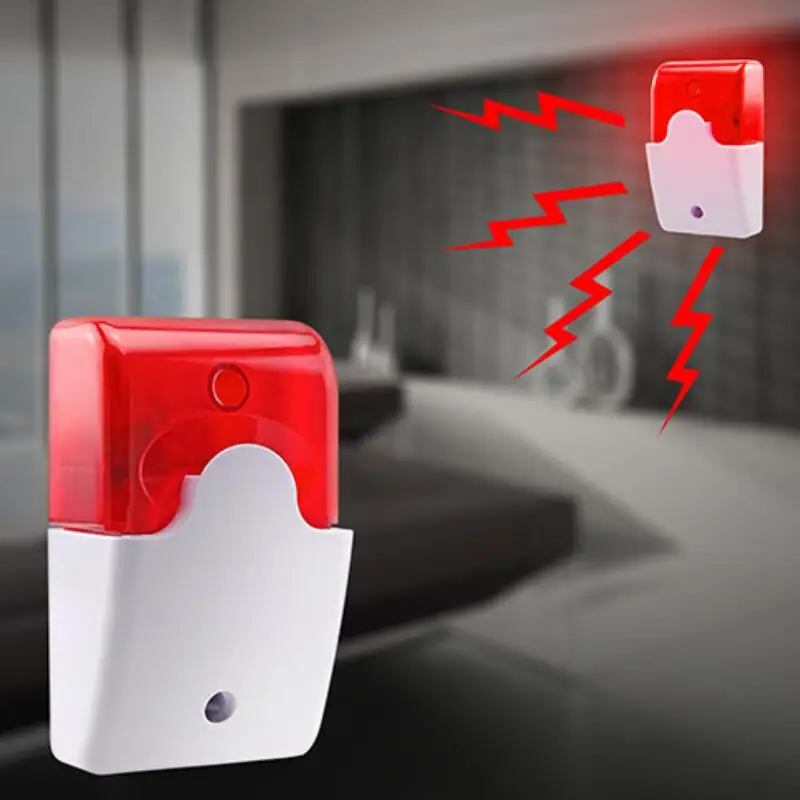 Mini Wired Strobe Siren Durable DC 12V Sound Home Security Alarm System Flashing LED Light 120 x 70 x 48mm