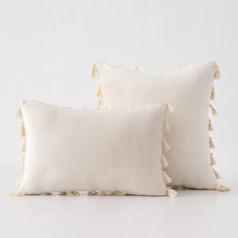 

inyahome водно-синий бархатный чехол для подушки с кисточками