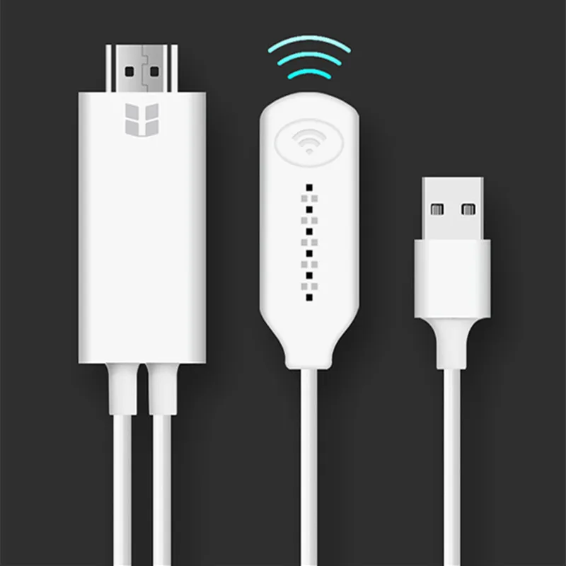 Беспроводной WiFi зеркальный литой кабель к HDMI конвертеру 1080P HDTV адаптер для IPhone