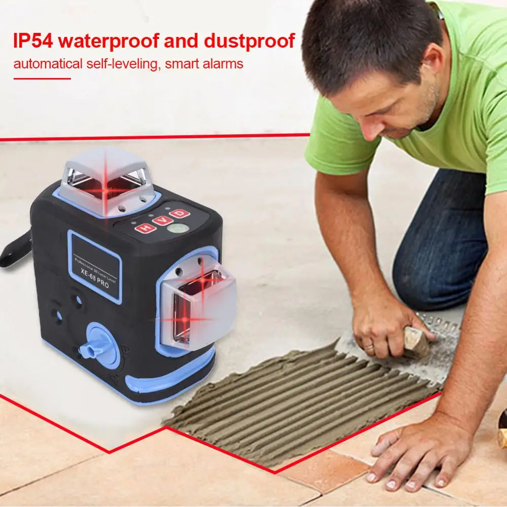 

Laser Level XE-68 PRO 8 Line 3D Red Laser Level Self-Leveling Horizontal Vertical Oblique Level EU Plug 220V