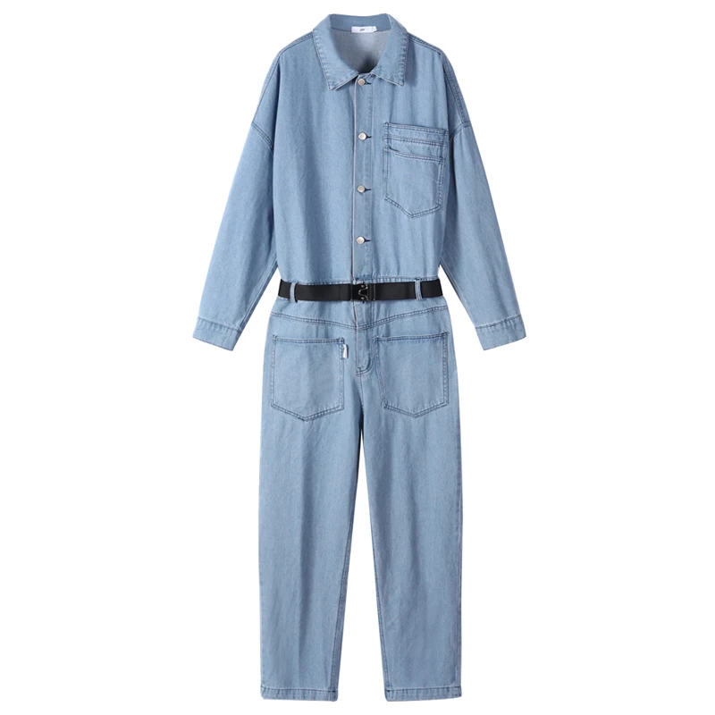 Japanese retro denim overalls overalls overalls men's loose trendy jumpsuits spring and autumn suits