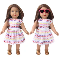 18 inch american doll girls clothes contracted 5 color star dress skirt born baby toys accessories fit 43 cm boy dolls d3