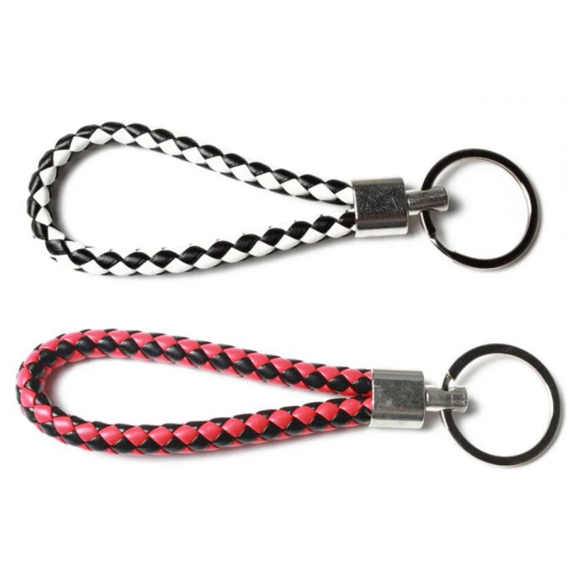 Новый Дизайн Ручная кожаная Веревка Плетеный брелок металлические брелки для