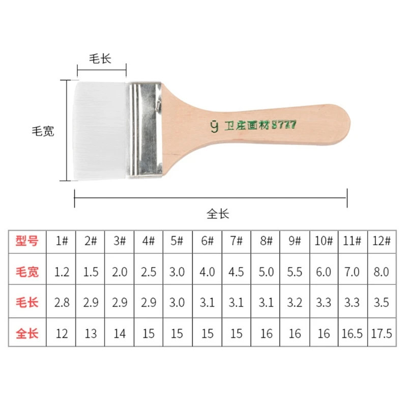 

12pcs Nylon Paint Brush Wood Handle Watercolor Brushes for Acrylic Oil Painting