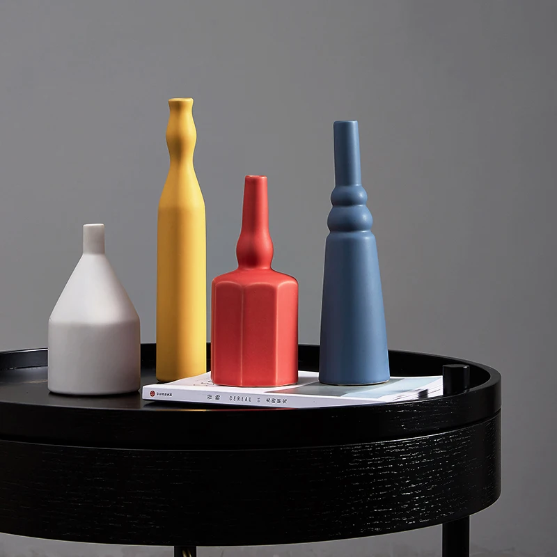 

Керамическая ваза Morandi в скандинавском стиле с маленьким горлышком, украшение для гостиной, украшение для стола с цветочной композицией