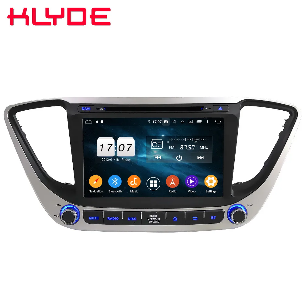 Klyde ips 4G Android 9,0 Восьмиядерный 4 Гб ОЗУ 64 Гб ПЗУ DSP BT автомобильный DVD мультимедийный плеер радио для Hyundai Verna Solaris