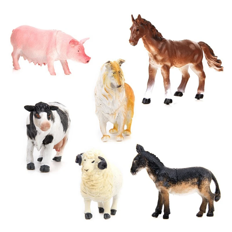 

Детские игрушки 6 шт. модель животного на ферме свинка собака корова овечка лошадь Ослик
