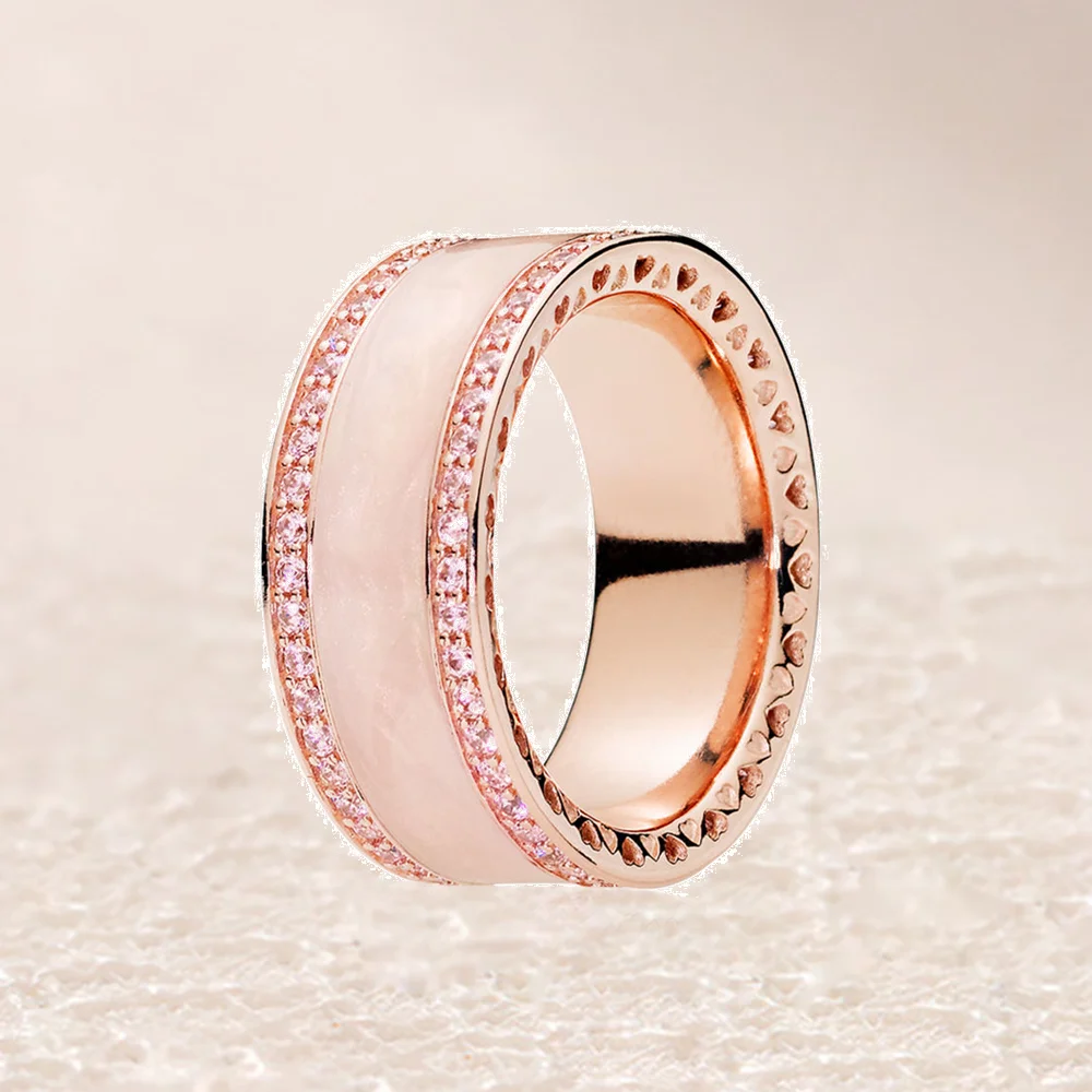 

181024EN95 ROSE PINK HEARTS OF BAND RING