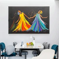 attractive african woman dance oil painting canvas wall art posters printing picture abstract for living room home cuadros decor