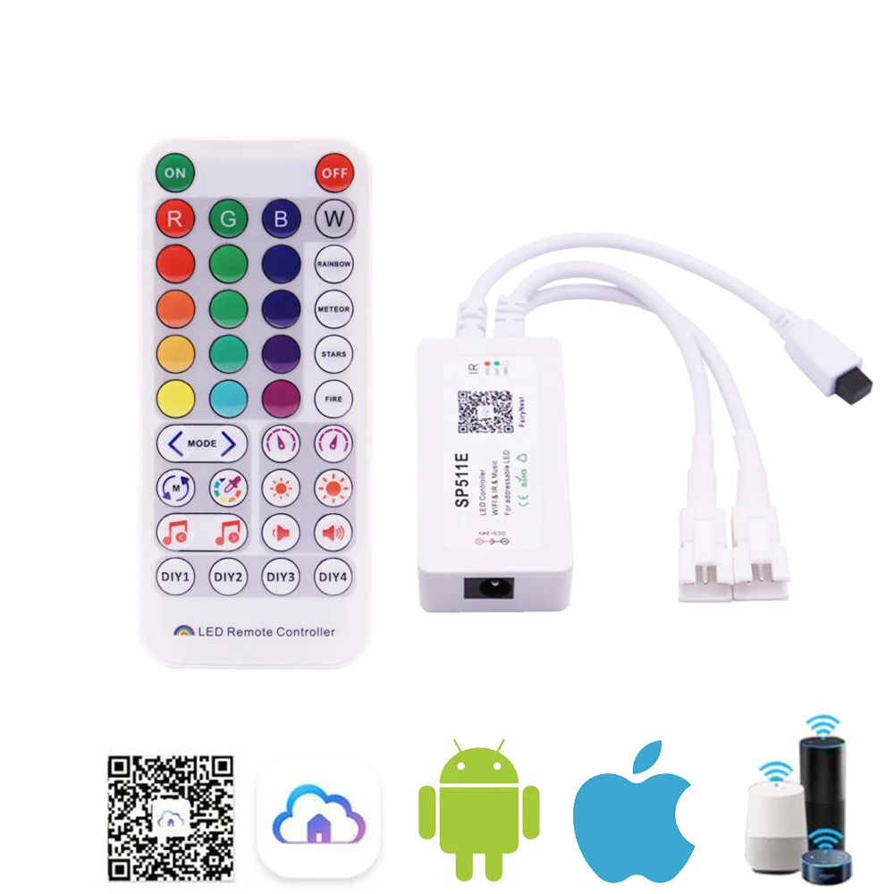 Светодиодная ленсветильник RGB WS2812B с Адресацией пикселей Wi-Fi/пульт
