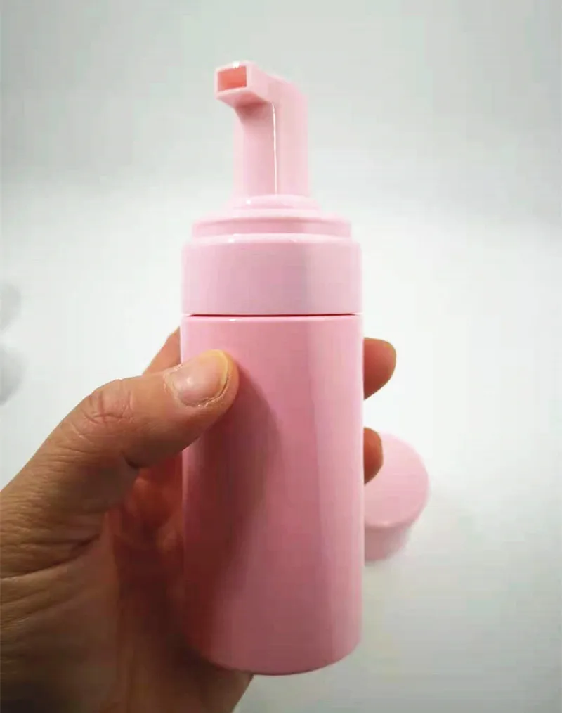 

100ml 150ml Pink Plastic Foam Pump Refillable Empty Cosmetic lashes Cleanser Soap Foaming Shampoo Bottle with Pink Lid