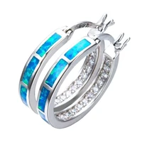 2021 women earrings classic ear stud blue alloy fire opal circle hoop charms anniversary earrings accessories