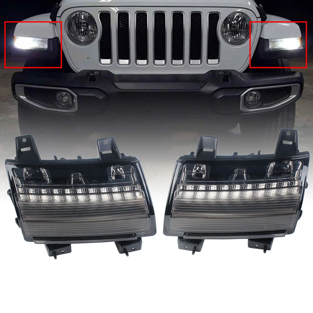 Font turn signal Указатель поворота крыло DRL евро версия высокая конфигурация и Светодиодный Боковой брызговик сигнальные огни для Jeep Wrangler JL 18-19 - Испускаемый цвет: Font turn signal