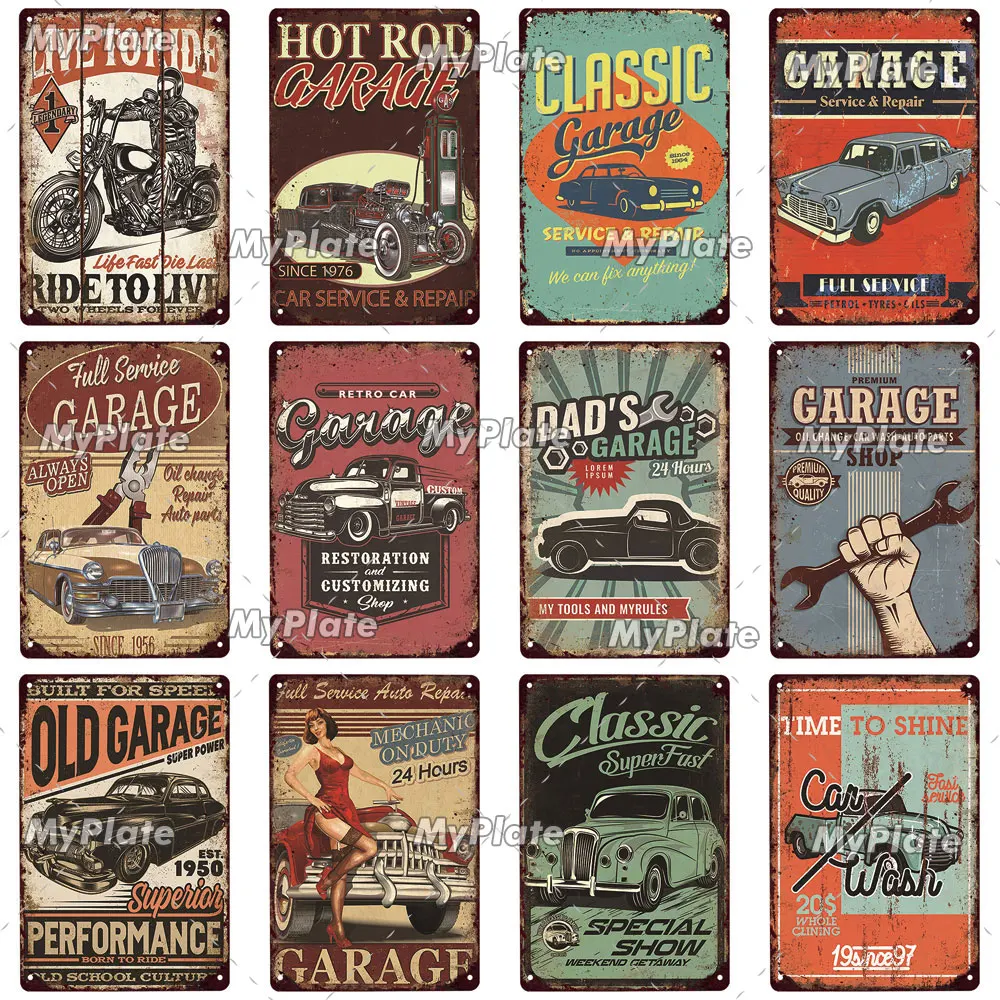 Винтажный моторный плакат MyPlate инструмент для гаража металлический