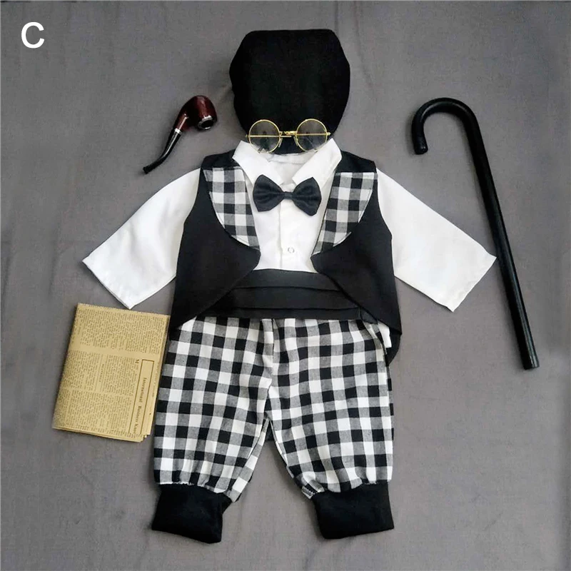 Baby Infant Photography Cotumes Grandma Grandpa's Outfits Photo Clothing Sets Old Man Lady Wig Hat Gentleman Cosplay Suit |