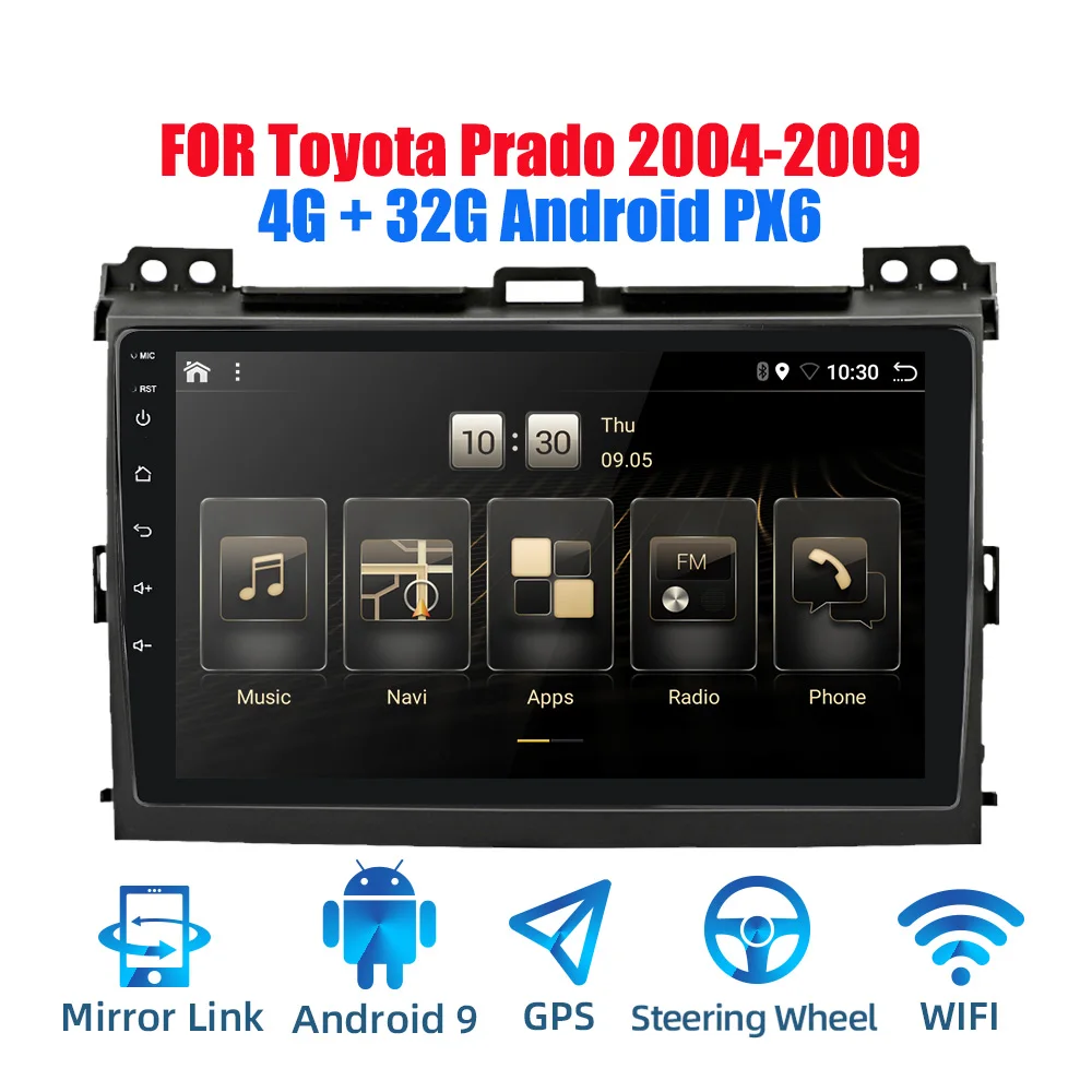 2din Android 9 0 Ouad Core PX6 автомобильное радио стерео для Toyota Land Cruiser Prado 2004 2009 GPS Navi Аудио