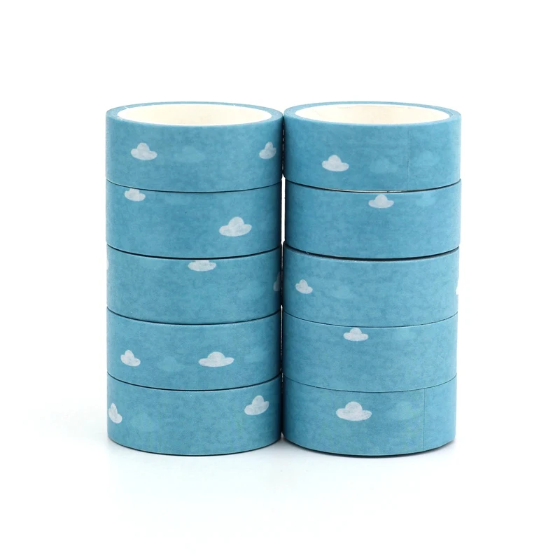

NEW 10pcs/Lot Decorative Cloud on Blue Washi Tapes Paper for Bullet Journal Scrapbooking Adhesive Masking Tape Cute Stationery