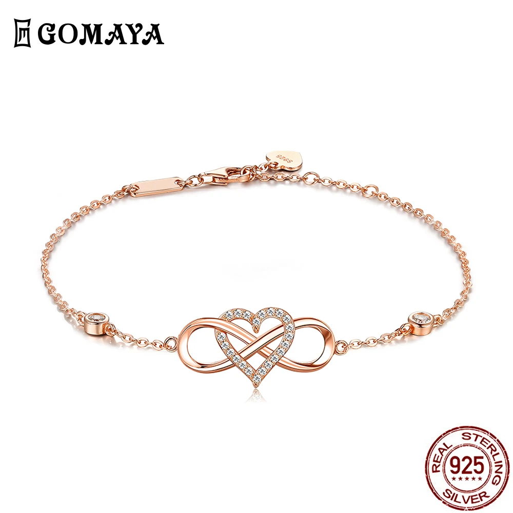 

Женский браслет для влюбленных GOMAYA Show, браслет из серебра 925 пробы с инкрустацией фианитами